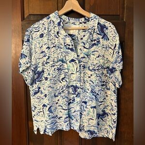 Anthropologie Maeve Linen Blend Surf Shirt